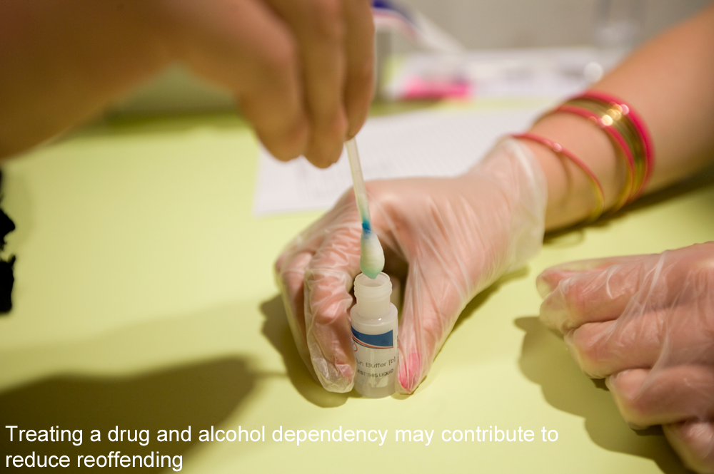 Treating drug and alcohol dependency may contribute to reduce reoffending.