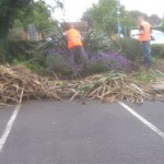 Offenders work to keep car parks clear, an essential job that allows emergency vehicles to enter and exit the hospital complex speedily.